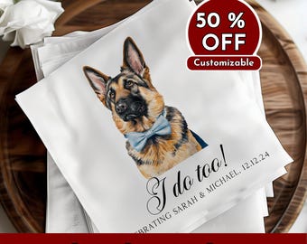 Custom Pet Napkins - Personalized Dog Cat - Wedding Gifts - Engagement Party - Cocktail & Luncheon Size