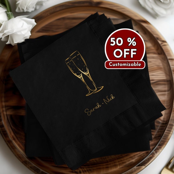 Personalized Foil Stamped Wedding Napkins: Rehearsal Dinner Decor