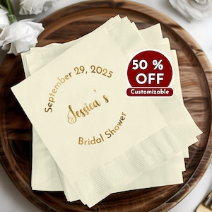 Custom Bridal Shower Napkins, Personalized Party Napkins, Bridal Shower Decor, Foil Stamped Napkin, Custom Wedding Decoration