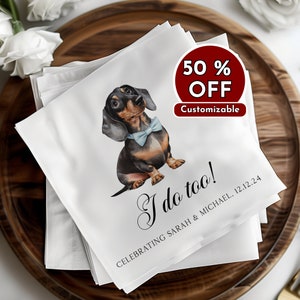 Custom Pet Napkins, Personalized Dog Napkins, Wedding Napkins, Custom Pet Cocktail Napkins, Engagement Napkins, Cocktail & Luncheon Size