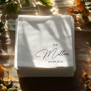 Custom Wedding Napkins, Personalized Event Decor, Custom Party Napkins, Personalized Date Napkins, Elegant Customized Napkins