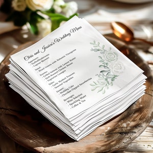 Custom Wedding Napkin, Floral Table Elegant Napkins, Bridal Engagement Personalized Napkin image 4