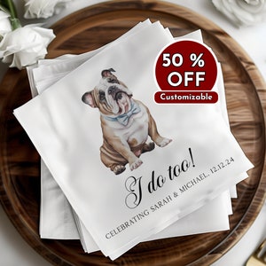 Custom Pet Napkins, Personalized Dog Napkins, Wedding Napkins, Custom Pet Cocktail Napkins, Engagement Napkins, Cocktail & Luncheon Size