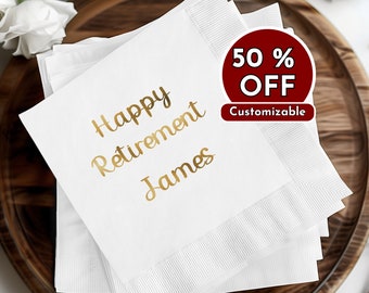 Custom Foil Printed Retirement Napkins: Party Decor