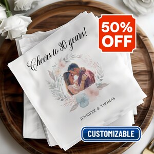 Custom Anniversary Napkins, Custom Wedding Napkins, Personalized Printed, Bridal Shower Napkin, Engagement Party Gift, Cocktail Napkin