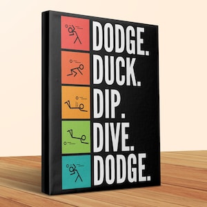 Dodgeball Gift: Stick Figure Art Print, Dodgeball Poster, Wall Decor, Ready To Hang Canvas 1.5 Inches Frame