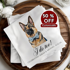 Custom Pet Napkins, Personalized Dog Napkins, Wedding Napkins, Custom Pet Cocktail Napkins, Engagement Napkins, Cocktail & Luncheon Size