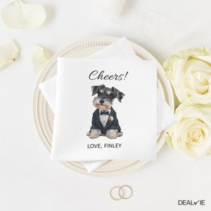 Custom Pet Portrait Napkins, Personalized Dog or Cat Cocktail Napkins, Drinks On Me Wedding Bar Decor, Engagement Party, Rehearsal Dinner image 3