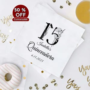 Custom Quinceañera Napkins Mis Quince Personalized Quinceañera Favors Mi Quinceanera 15th Birthday Gifts Quinceañera Party Decor