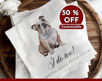 Custom Pet Napkins - Personalized Dog Cat - Wedding Gifts - Engagement Presents - Cocktail & Luncheon Size