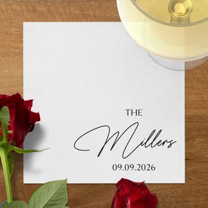 Personalized Wedding Napkins, Custom Wedding Date Napkins, Elegant Wedding Decor, Bridal Shower Napkins, Anniversary Party Napkins