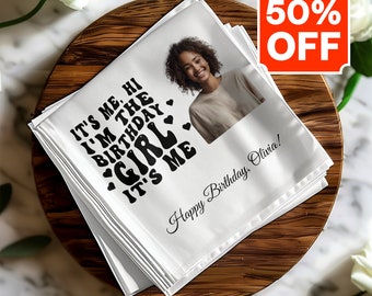 Custom Birthday Napkins, Personalized Party, Custom Photo Napkins, Birthday Decor, Swiftie Gifts, 3PLY Luncheon & Cocktail
