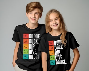 Dodgeball Tee: Strichmännchen Dodge, Duck, Dip, Dive