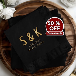 Guardanapos de casamento personalizados, guardanapos personalizados, lembrancinhas de casamento, guardanapos de coquetel e guardanapos de almoço, chá de panela, festa de noivado, carimbo de folha