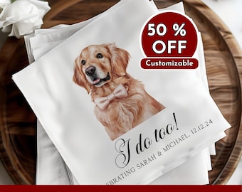 Custom Pet Napkins - Personalized Dog Cat - Wedding Gifts - Engagement Decor - Cocktail & Luncheon Size