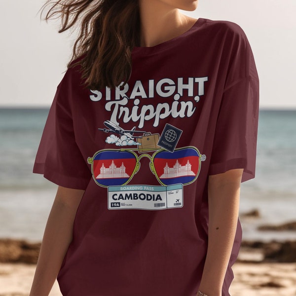 Cambodia T-Shirt, Straight Trippin' T-Shirt, Cambodia Travel, Cambodian Flag Sweatshirt, Hoodie