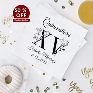 Mis Quince Custom Napkins, Personalized Quinceañera Napkins, Mis Quince Anos Party Decor, Quinceañera Favors, 15th Birthday Gifts