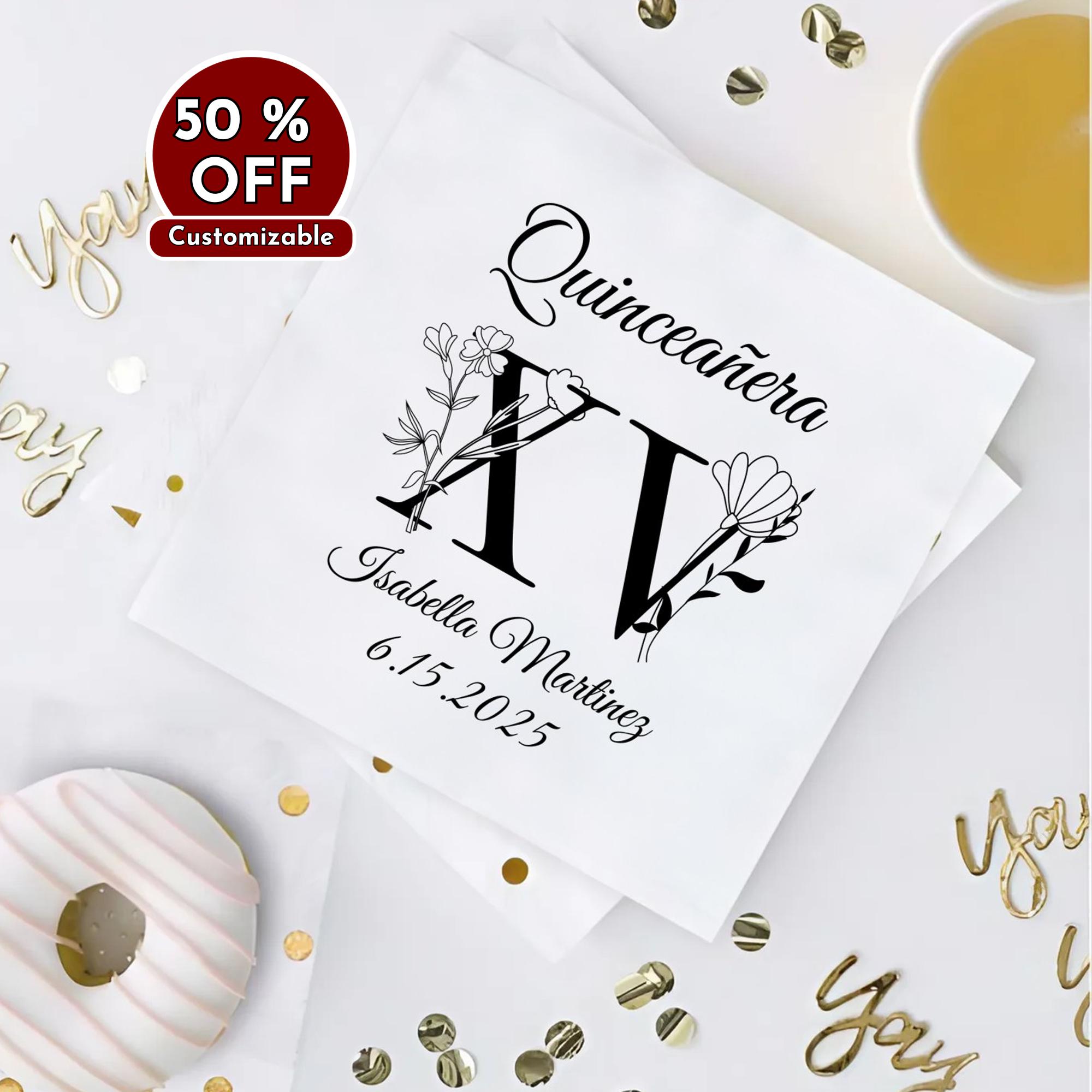 Mis Quince Custom Napkins, Personalized Quinceañera Napkins, Mis Quince Anos Party Decor, Quinceañera Favors, 15th Birthday Gifts