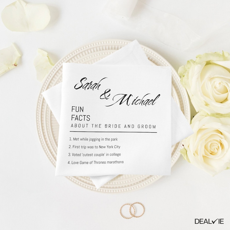 Personalized Wedding Napkins: Fun Facts, Keepsake Napkins, Rush Order ...