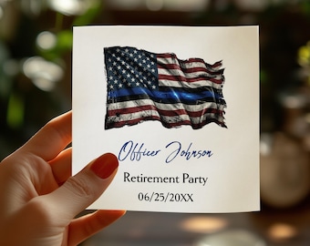 Personalized Police Retirement Napkins, Thin Blue Line Flag, Officer Celebration Law Enforcement, First Responder
