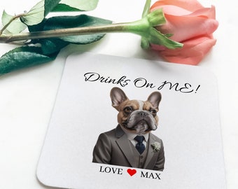Custom Pet Portrait Coasters, Personalized Wedding Gift, Dog Lover Drink Accessories