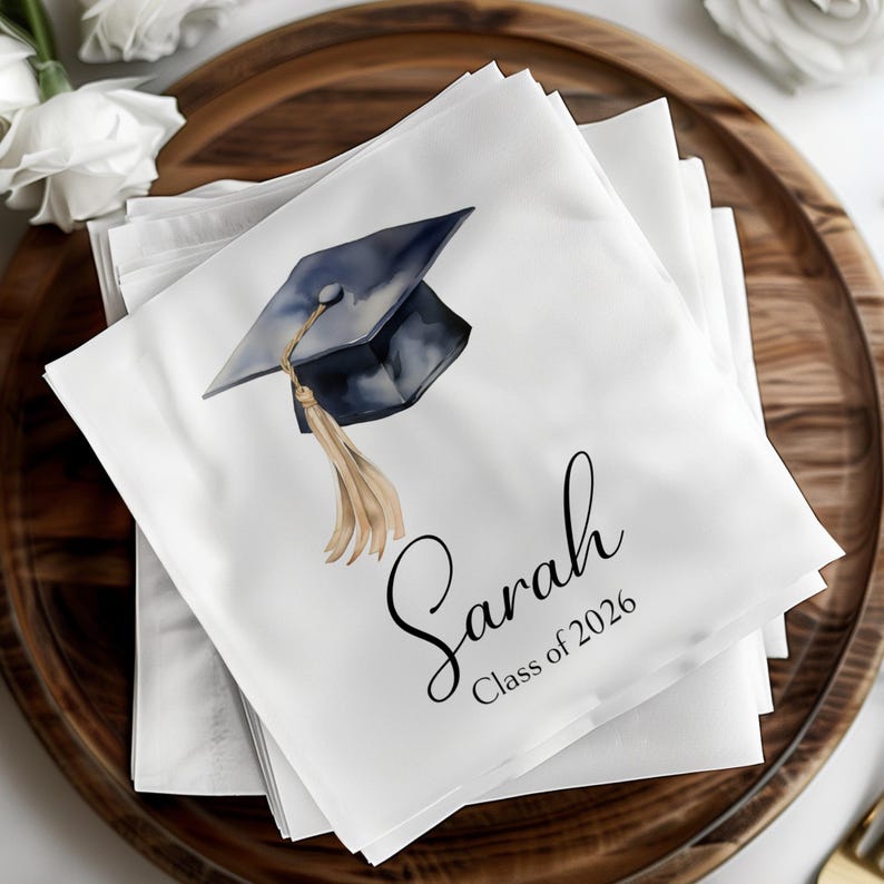 Personalized Graduation Napkins, Class of 2026 Grad Cap Party Decor - Etsy