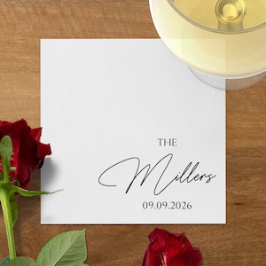 Custom Wedding Napkins, Personalized Wedding Decor, Elegant Wedding Accessories, Custom Party Supplies, Wedding Date Napkins
