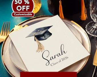 Tovaglioli di laurea personalizzati, decorazioni per feste con toppe di laurea della classe 2026