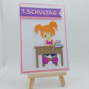 Karte zum Schulanfang / Einschulung | Mädchen | Bücher