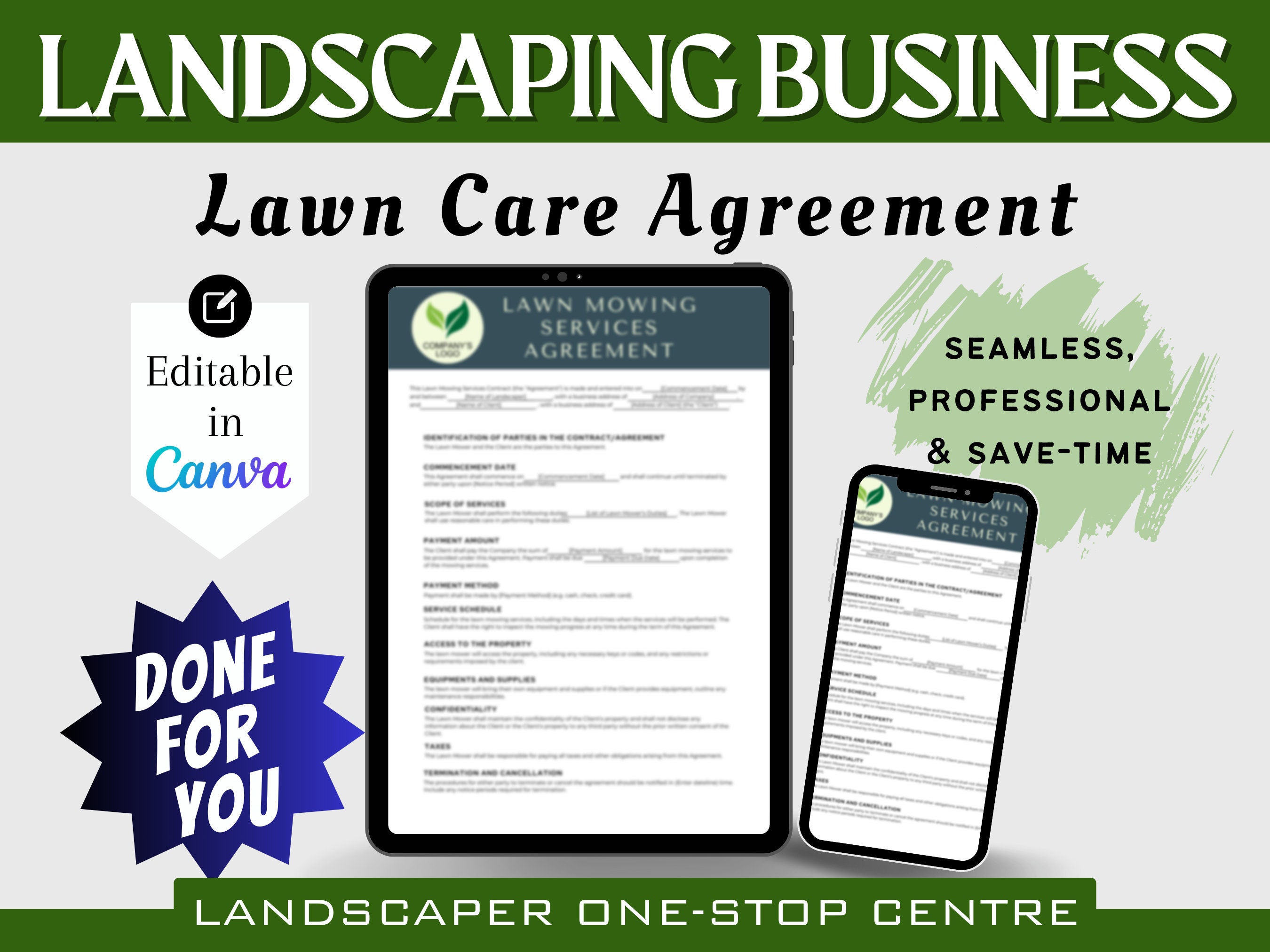 Lawn Care Services Contract Template, Lawn Care Post, Garden