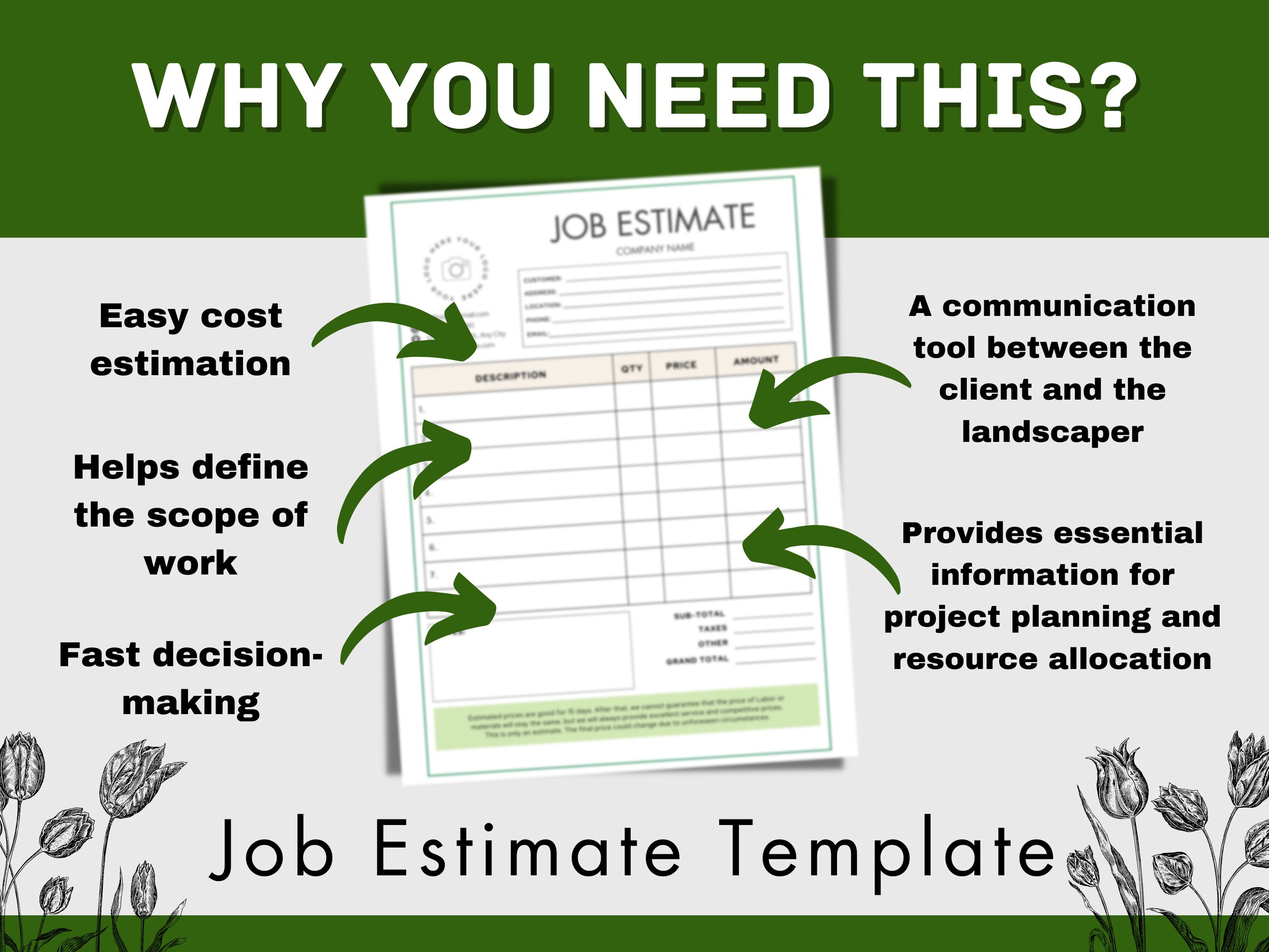 Landscaping Job Estimate Template, Lawn Care Job Estimate, Quotation ...