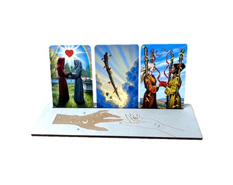 Grote houten tarotkaartstandaard | Orakelkaarthouder voor altaar, spiritueel decor, leesdisplay