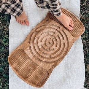 Neuro Balance Board from Oak "Sacred Labyrinth" for kids & adults | Montessori toy | Surf trainer - Perfect Gift
