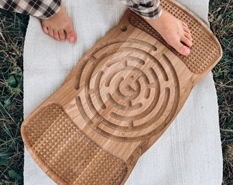 Neuro Balance Board from Oak "Sacred Labyrinth" for kids & adults | Montessori toy | Surf trainer - Perfect Gift