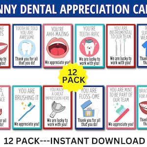 Cartões de agradecimento odontológico, 12 pacotes de cartões de agradecimento odontológicos engraçados, dentista, assistente dentário, higienista dental, presente odontológico, odontológico