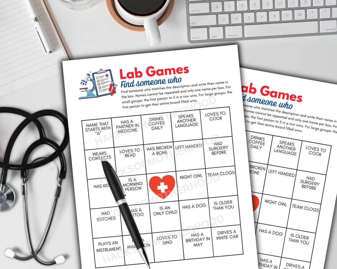 Lab Week Games Printable Lab Games Find Someone Who Lab Games Lab Week ...