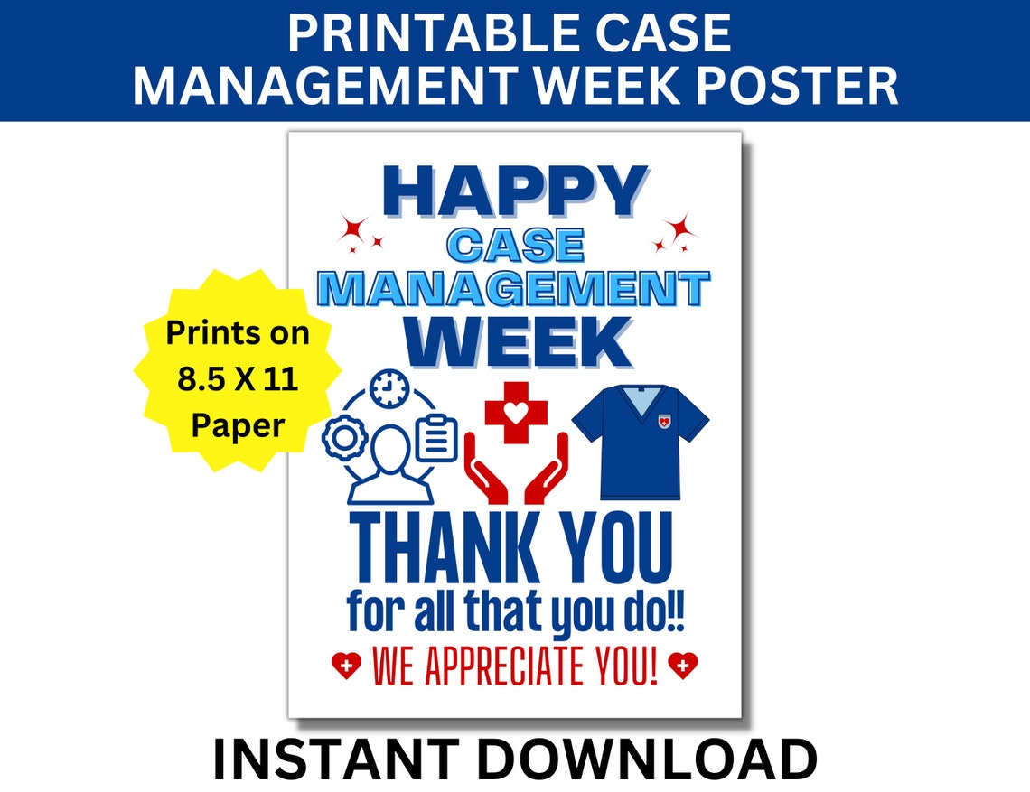 Managers Week Case Management Week Printable Poster, Happy Case Manager Week Sign ...