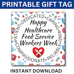 Healthcare Food Service Workers Week Printable Gift Tags, Food Service Workers Appreciation, Healthcare Food Service Workers Gift, Cafeteria