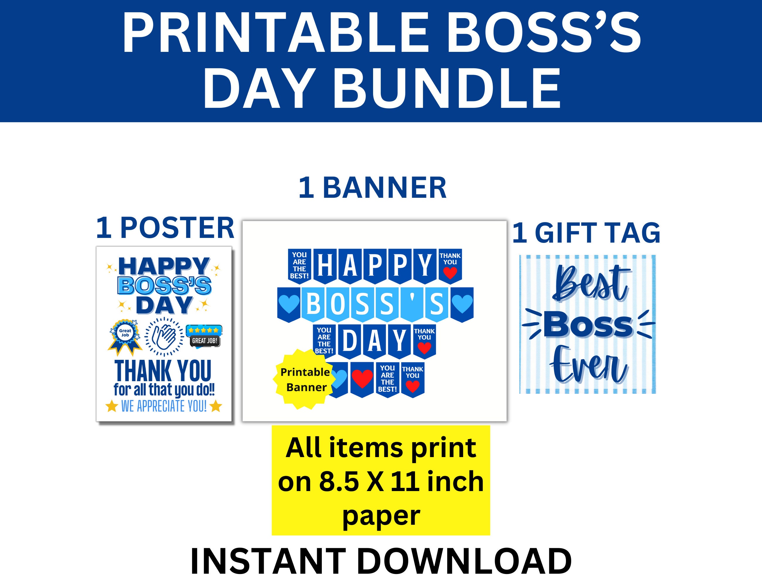 Boss's Day Printable Bundle, Boss's Day Printable Bundle, National Boss's Day, Boss Appreciation, Best Boss Ever, Worlds Best Boss
