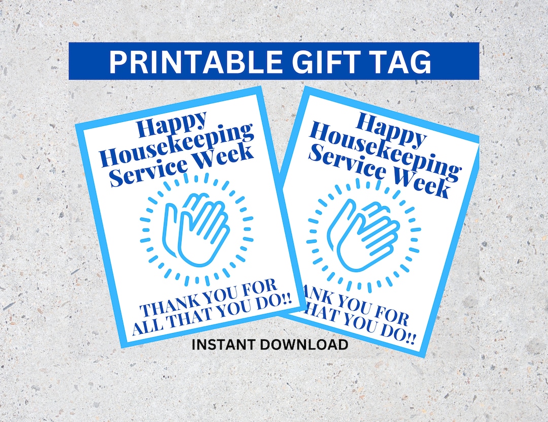 Happy Housekeeping Service Week Printable Gift Tag, Housekeeper Week
