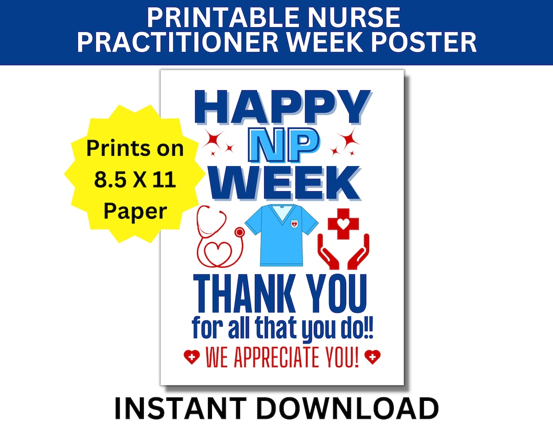Nurse Practitioner Week Printable Poster, Happy NP Week Sign, Nurse