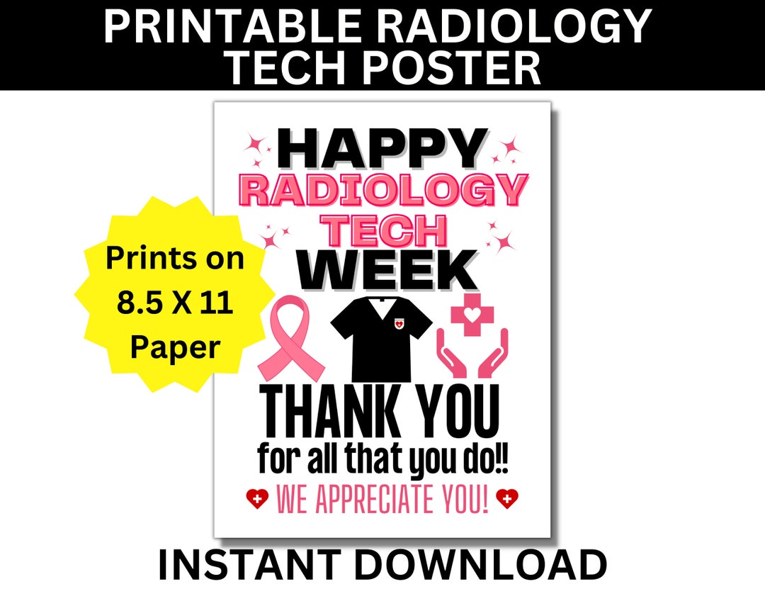 Radiologic Tech Week Printable Poster, Radiology Tech Week Sign, Rad