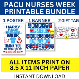 PACU Nurses Week Printable Bundle, Perianesthesia Nurse Week Sign ...
