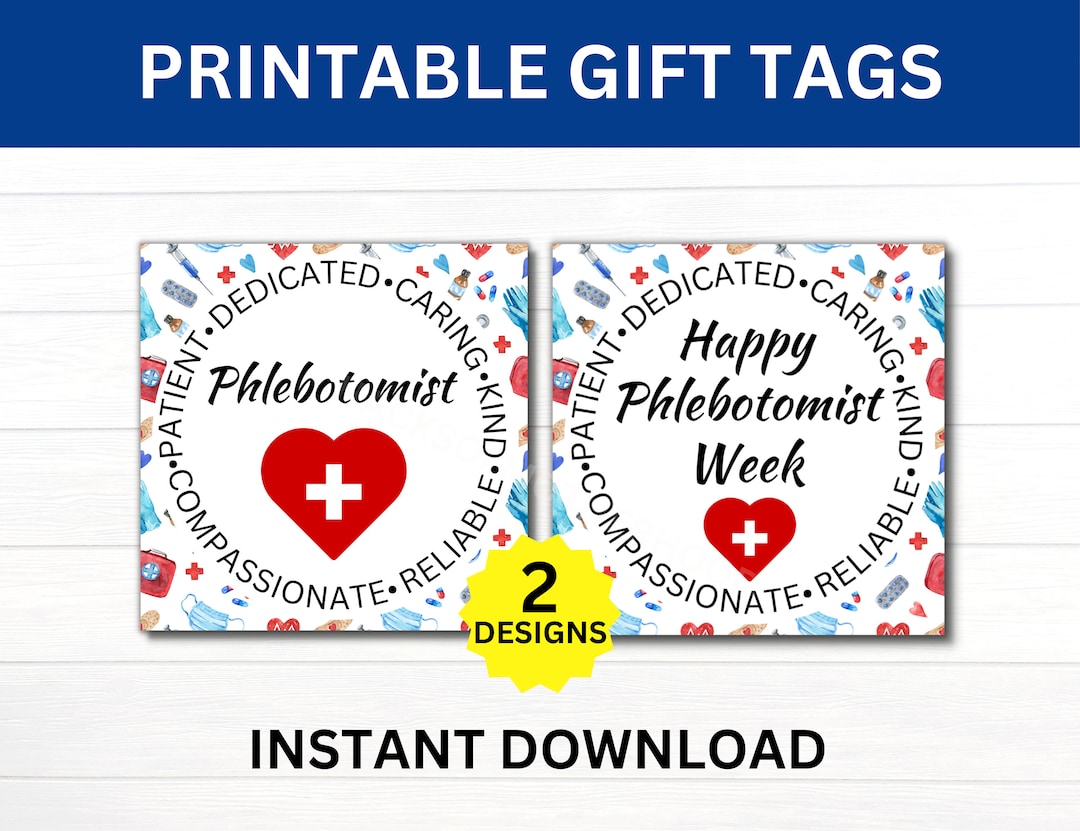 Phlebotomist Week Printable Gift Tags, Happy Phlebotomist Week