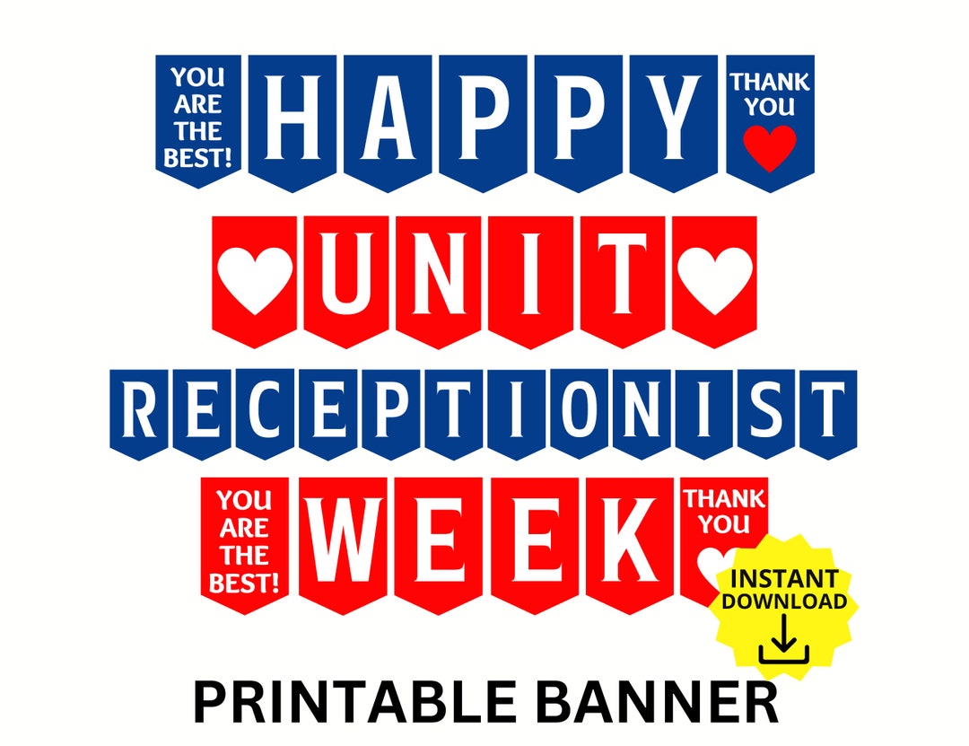 Unit Receptionist Week Printable Banner, Receptionist Week Sign