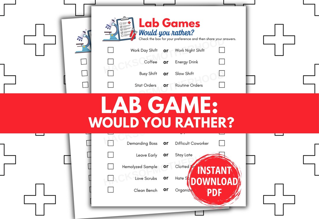 Lab Week Games Printable Would You Rather Lab Games Lab Week Activity ...
