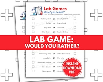 Lab Week Games Printable Would you rather Lab Games Lab Week activity Medical Laboratory Professionals Week Lab Tech Medical Lab phlebotomy