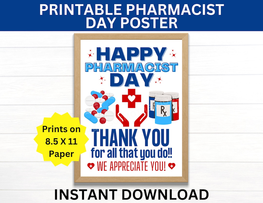 Pharmacist Day Printable Poster, Happy Pharmacist Day Sign, Pharmacist