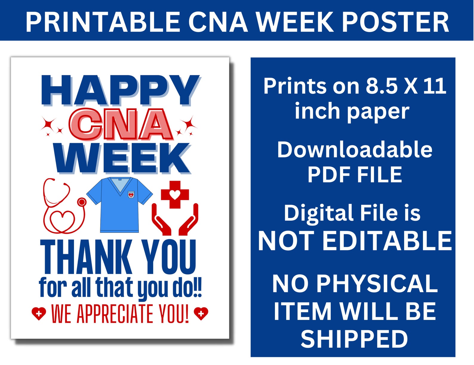 Certified Nursing Assistant Week Printable Poster CNA Week Etsy