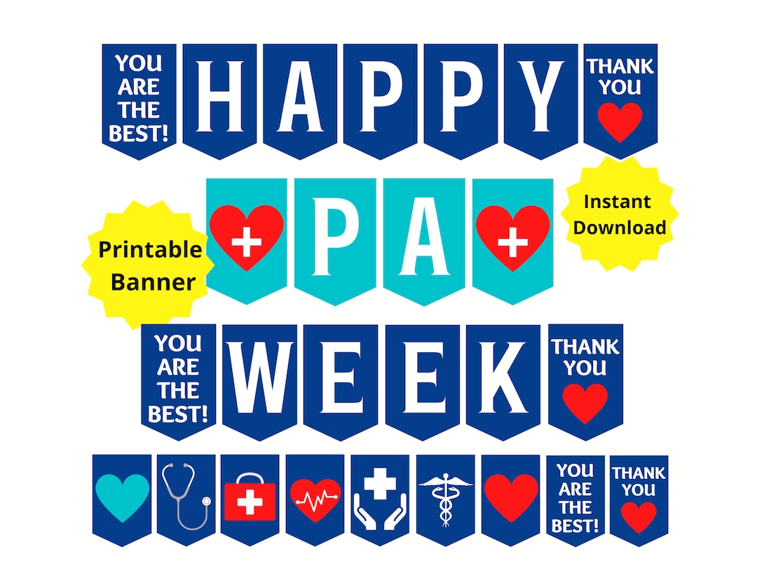Physician Associate/physician Assistant Week Printable Banner, Happy PA